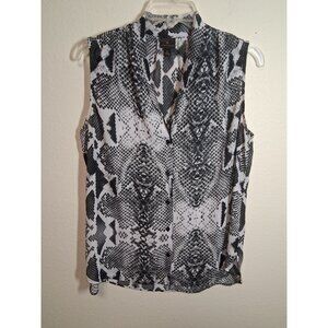 Worthington Blouse Animal Print Snake Business Casual Black White Size Large